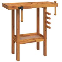 vidaXL Workbench with Vices 36.2"x18.9"x32.7" Solid Wood Acacia