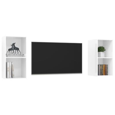 vidaXL Wall-mounted TV Stands 2 pcs High Gloss White Engineered Wood