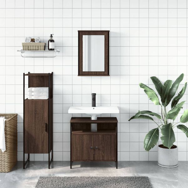 vidaXL Bathroom Furniture Set Brown oak