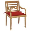 vidaXL Garden Chair Set of 2 Red cushions, Teak wood