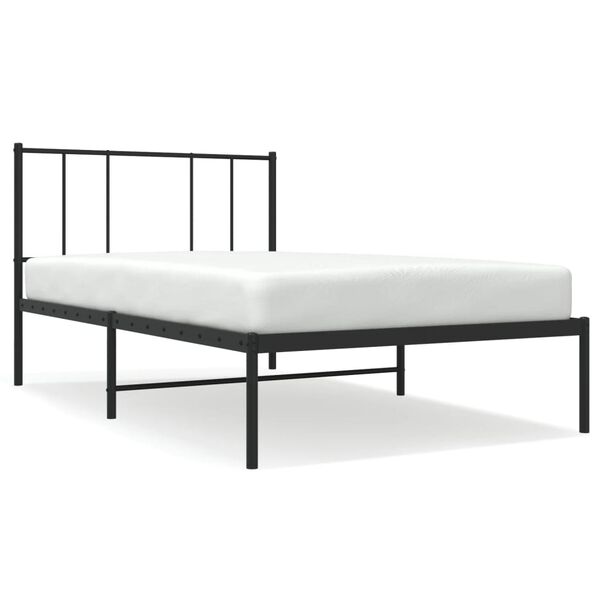 vidaXL Bed Frame Black Powder-coated steel Twin Bed Frame Rectangular