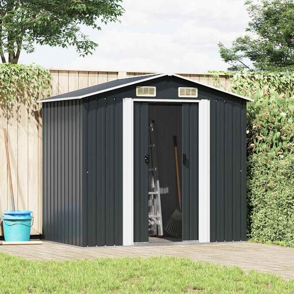 vidaXL Garden Shed Anthracite Galvanized steel 80.3 x 51.9 x 73.2 in