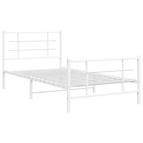vidaXL Bed Frame White Powder-coated steel 42.1 x 79.9 in Bed Frame