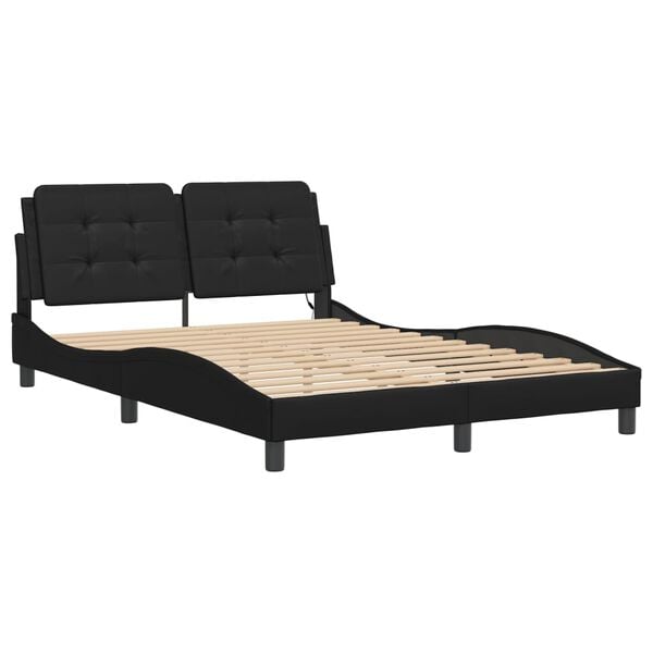 vidaXL Bed Frame with LED without Mattress "Zadar" Black 53.9"x74.8"