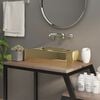 vidaXL Wash Basin with Overflow 19.3x9.8x5.9" Ceramic Gold