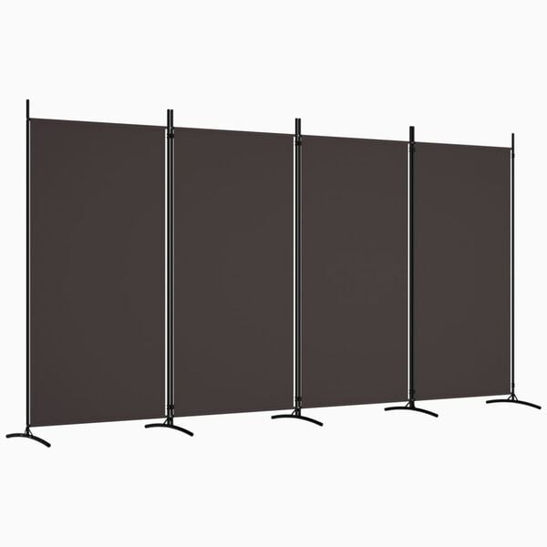 vidaXL 4-Panel Room Divider Brown 136.2"x70.9" Fabric