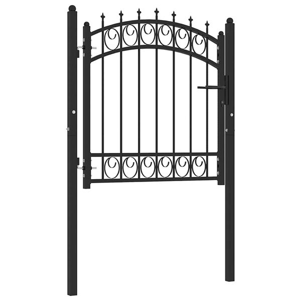 vidaXL Fence Gate with Spikes Steel 40.6x38.2" Black