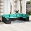 vidaXL Garden Sofa Set with Storage 10 pcs Black Poly Rattan