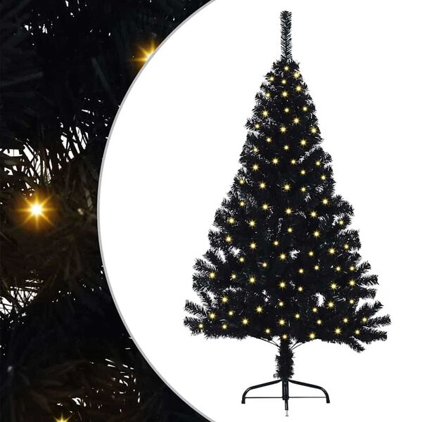 vidaXL Artificial Pre-lit Christmas Tree with 150 LEDs Black 59.1" PVC