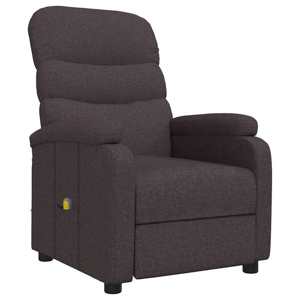 vidaXL Massage Recliner Dark Brown Fabric