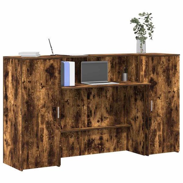 vidaXL Reception Desk Smoked Oak Engineered Wood Large Reception Desk
