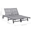 vidaXL Sunlounger Grey Solid acacia wood, Polyester 2-person