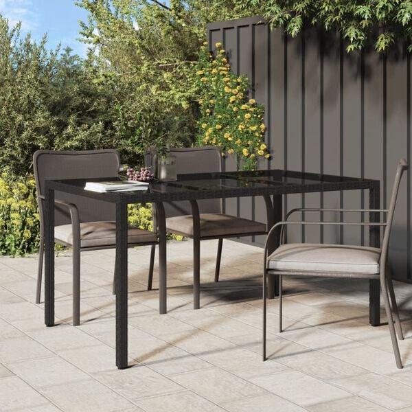 vidaXL Garden Table Black Poly Rattan Medium Durable Garden Table