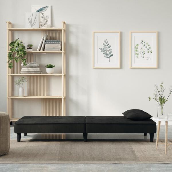vidaXL Sofa Bed Black Velvet, Plywood, Foam Large