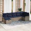 vidaXL Garden Sofa Set with Cushion 7 pcs Grey and Navy Poly Rattan