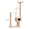 vidaXL Cat Tree Beige Flakeboard, Plush, Seagrass Tall Storage