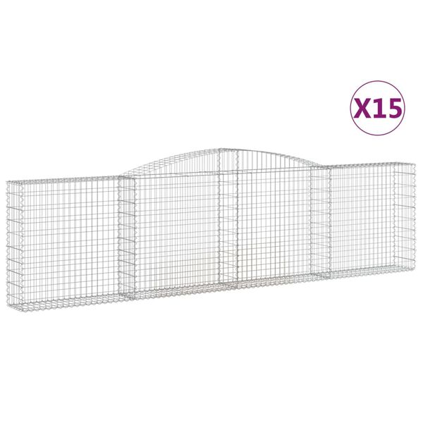 vidaXL Gabion Basket Set of 15 Silver Galvanized Iron Large Durable