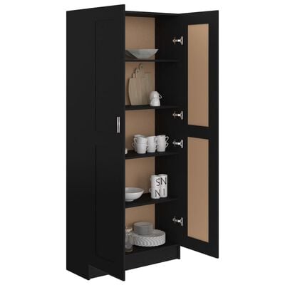 vidaXL Book Cabinet Black 32.5"x12"x73" Engineered Wood