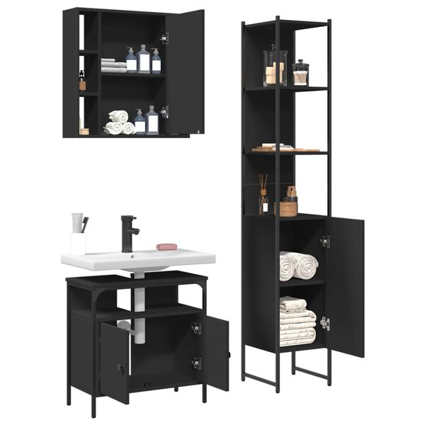 vidaXL Bathroom Cabinet Set Black