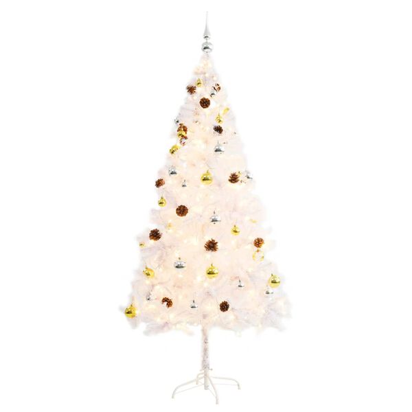 vidaXL Christmas Tree White PVC, steel Medium Christmas Tree