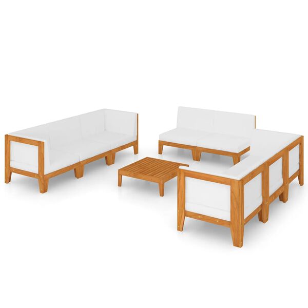 vidaXL Garden Lounge Set Cream white, Natural wood Solid acacia wood