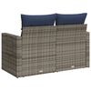 vidaXL Patio Sofa with Cushions 2-Seater Gray Poly Rattan