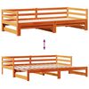 vidaXL Daybed With Trundle Wax Brown Solid Pine Wood