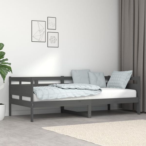 vidaXL Day Bed Grey Solid pine wood, plywood Twin Convertible