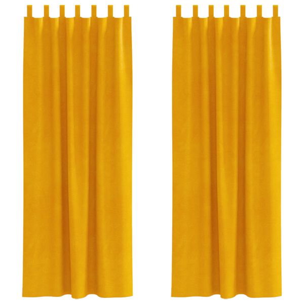 vidaXL Blackout Curtains 2 pcs Mustard Yellow 55.12 x 96.46 in Velvet