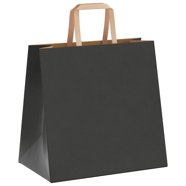 vidaXL Paper Bags 250 pcs with Handles Black 26x17x25 cm