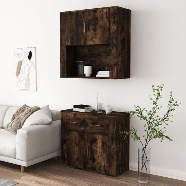 vidaXL Highboard Smoked oak Engineered wood Medium Highboard