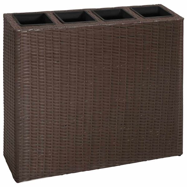 vidaXL Raised Bed Brown Poly rattan frame, Plastic pot Standard
