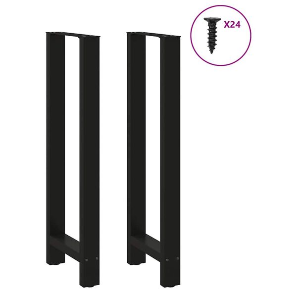 vidaXL Coffee Table Leg Set of 2 Black Powder-coated steel 19.7