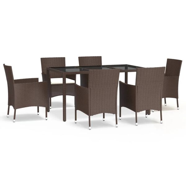 vidaXL Garden Dining Set Brown, Cream White