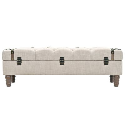 vidaXL Storage Bench 43.7" Cream Solid Wood Fir&Fabric