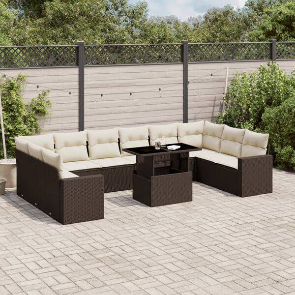 vidaXL Garden Sofa Set Brown PE Rattan Large Modular Garden Sofa Set