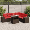 vidaXL 7 Piece Patio Sofa Set with Cushions Brown Poly Rattan Acacia