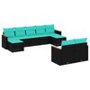 vidaXL Patio Sofa Set Black PE Rattan, Powder-Coated Steel Large Modular