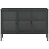 vidaXL Sideboard Black Powder-Coated Steel, Fluted Glass Medium