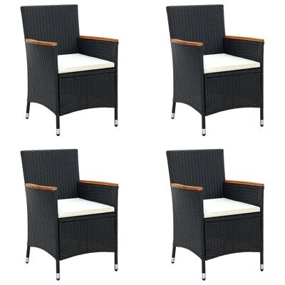 vidaXL Patio Dining Chairs 4 pcs Poly Rattan Black