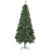 vidaXL Christmas Tree Green with brown pine cones PVC and Iron 7 ft tall