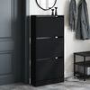 vidaXL Shoe Cabinet Black Engineered Wood Compact Shoe Cabinet