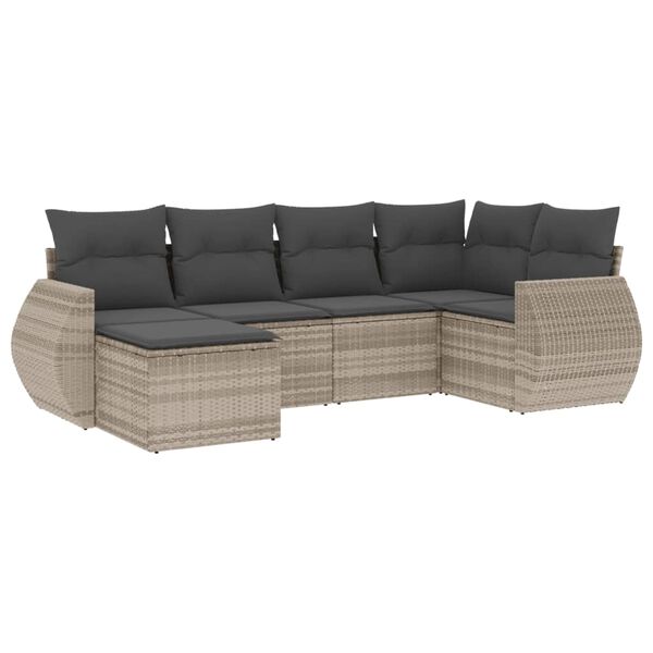 vidaXL Garden Sofa Set Light grey PE Rattan Large Removable Covers