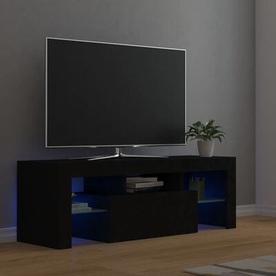 vidaXL TV Stand with LED Lights Black 47.2"x13.8"x15.7"