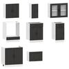 vidaXL Kitchen Cabinet Set Black Engineered wood and glass Various sizes