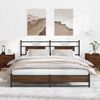 vidaXL Bed Frame Brown Oak Steel, Engineered Wood Super King Bed Frame