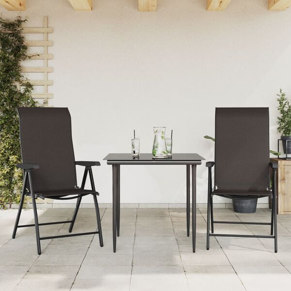 vidaXL Garden Chair Set of 2 Black Coffee PE Rattan, Powder-Coated Steel