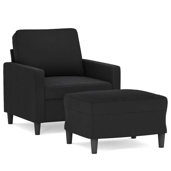 vidaXL Sofa Chair With Footstool Black