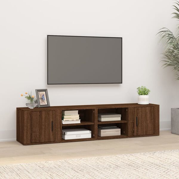 vidaXL TV Cabinet Set of 2 Brown Oak Engineered Wood Medium TV Cabinet