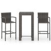 vidaXL Garden Bar Set Grey PE Rattan, Powder-Coated Steel Medium